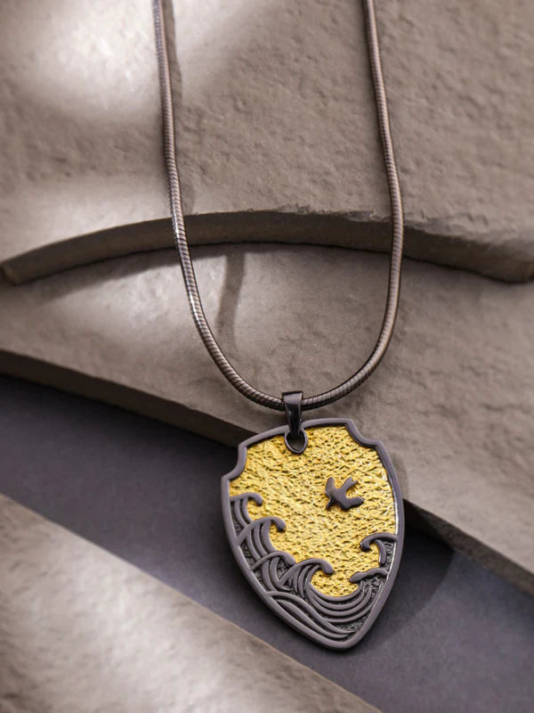 Dual Plating - Black Rhodium, 24K Gold 925 Sterling Silver Pendant For Men