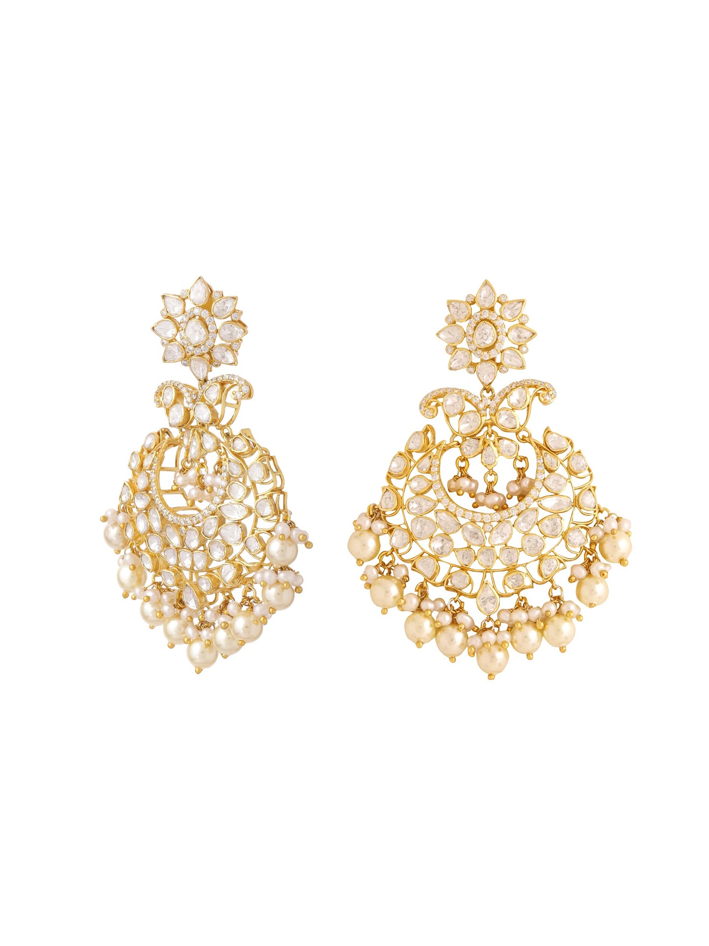 Pearl Elegant Chandbali 925 Sterling Silver Earrings For Women