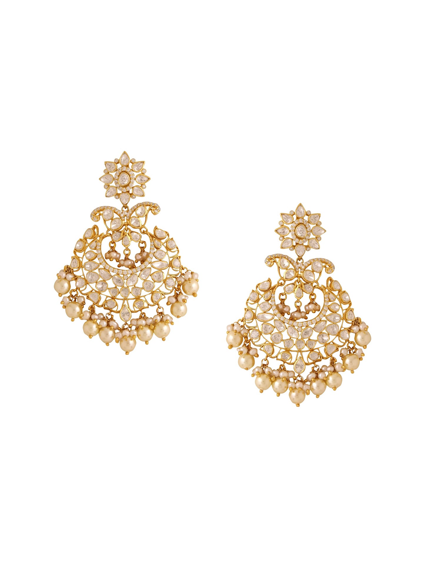 Pearl Elegant Chandbali 925 Sterling Silver Earrings For Women