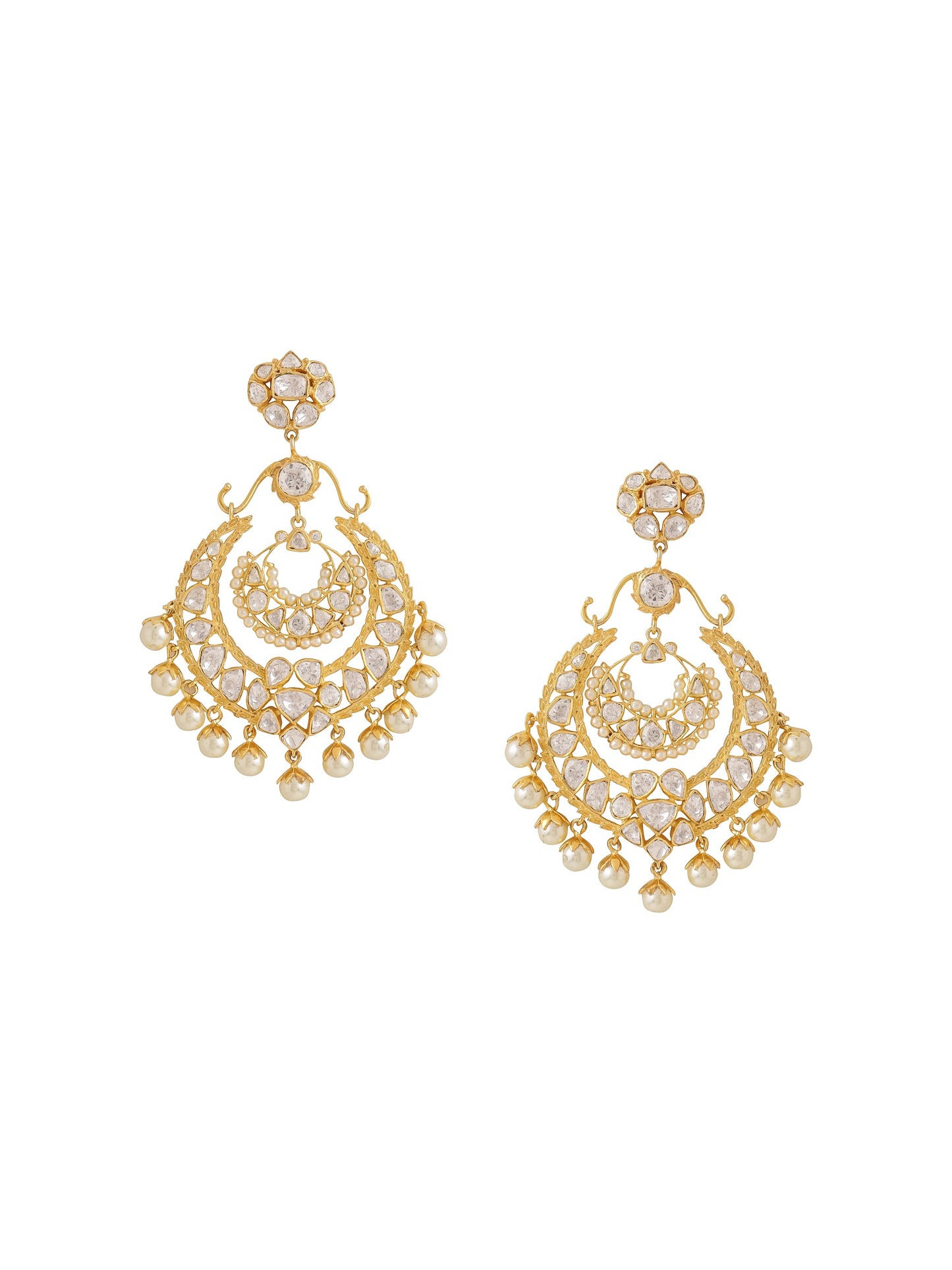 Pearl Pristine Radiance 925 Sterling Silver Chandbali Earrings For Women