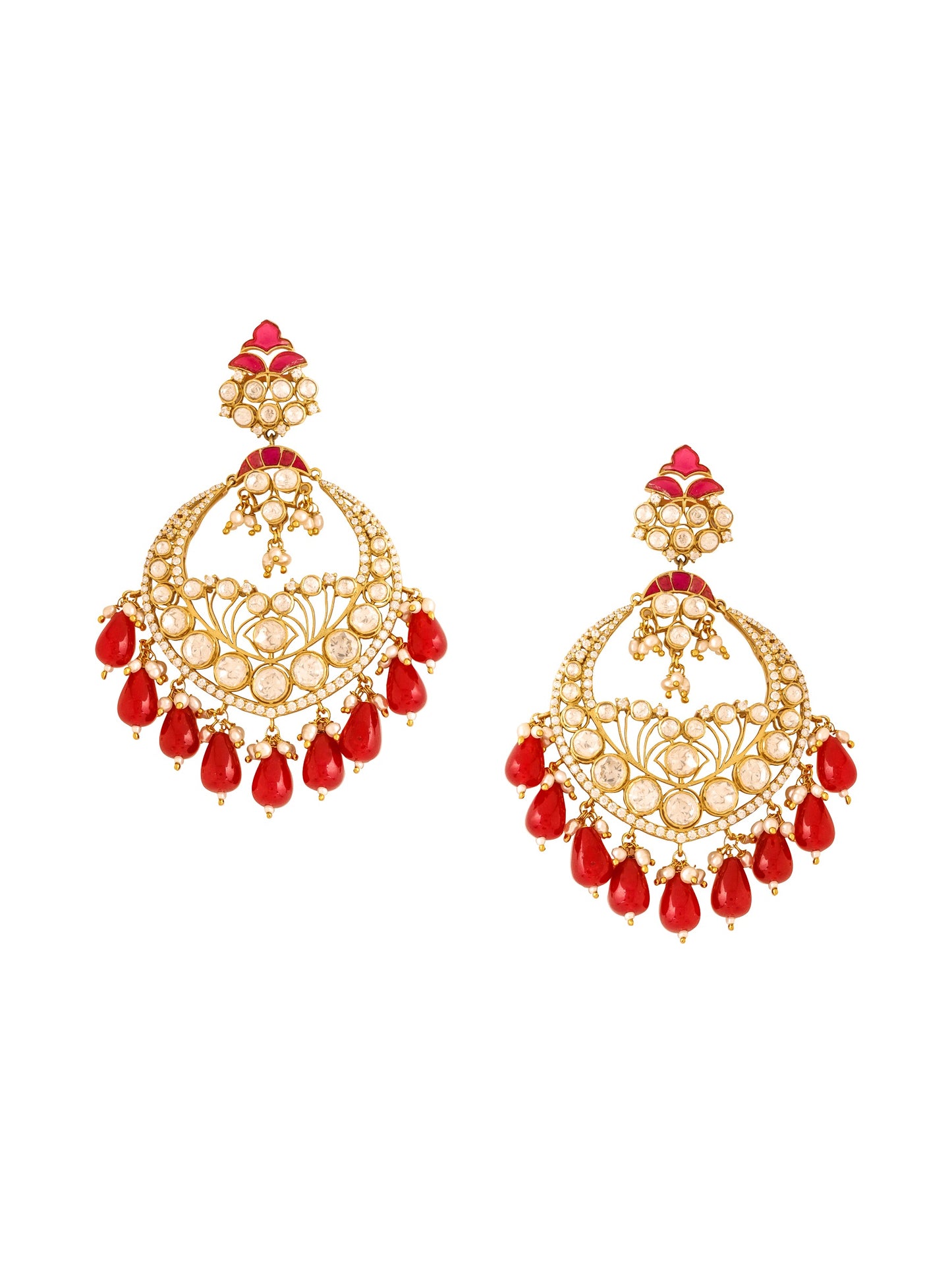 Fiery Charm 925 Sterling Silver Chandbali Earrings For Women