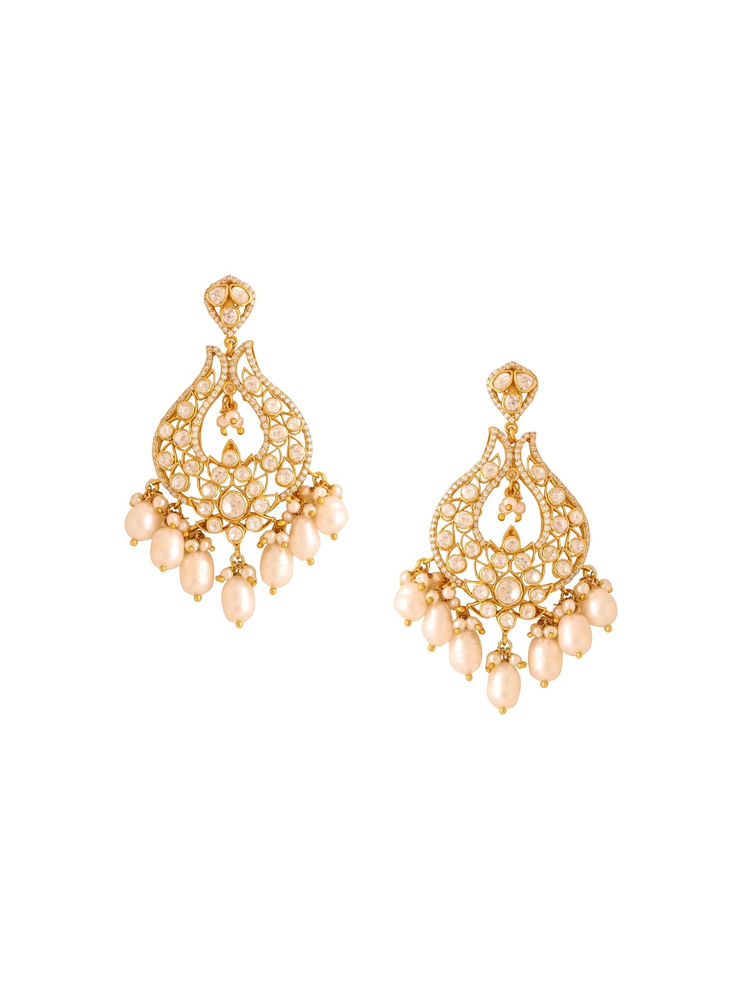 925 Sterling Silver Pearl Luminous Twilight Chandbali Earrings For Women