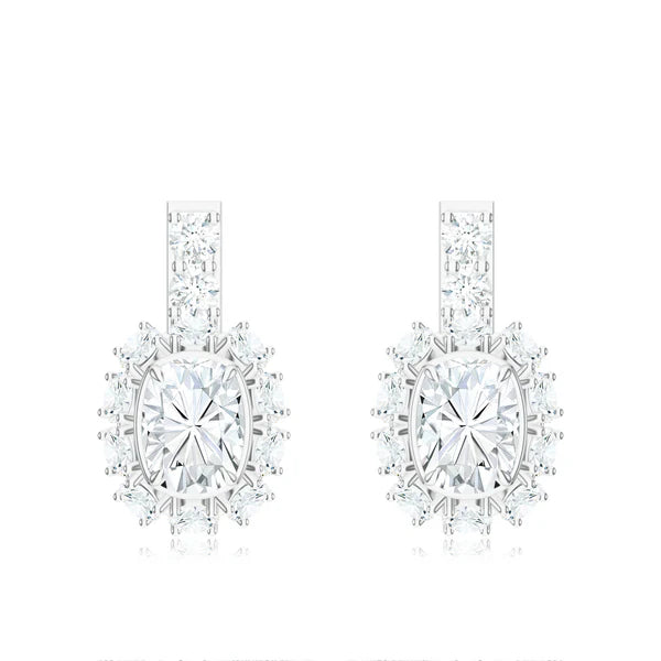 Classic Moissanite 925 Sterling Silver Earrings For Women