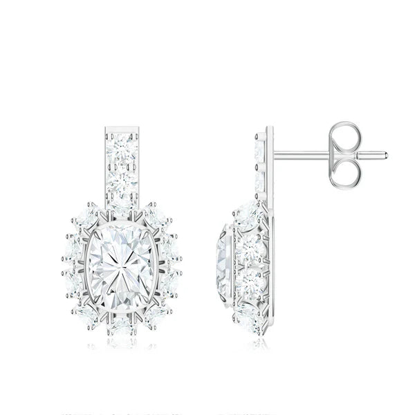 Classic Moissanite 925 Sterling Silver Earrings For Women