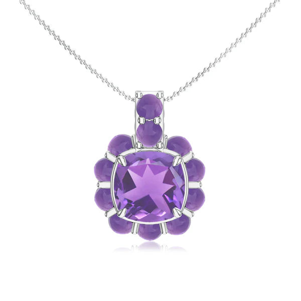 Cushion and Round-Shaped 925 Sterling Silver Pendant For Women