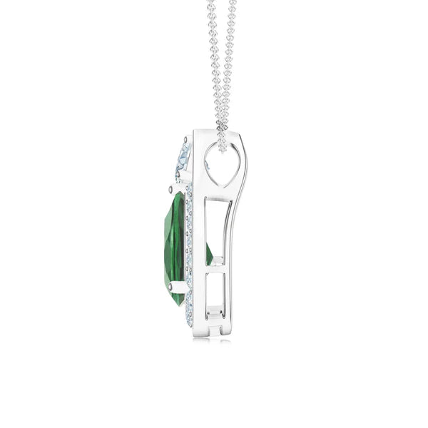 Green Amethyst & Moissanite 925 Sterling Silver Pendant For Women