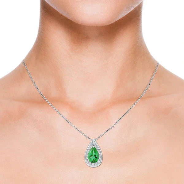 Green Amethyst & Moissanite 925 Sterling Silver Pendant For Women