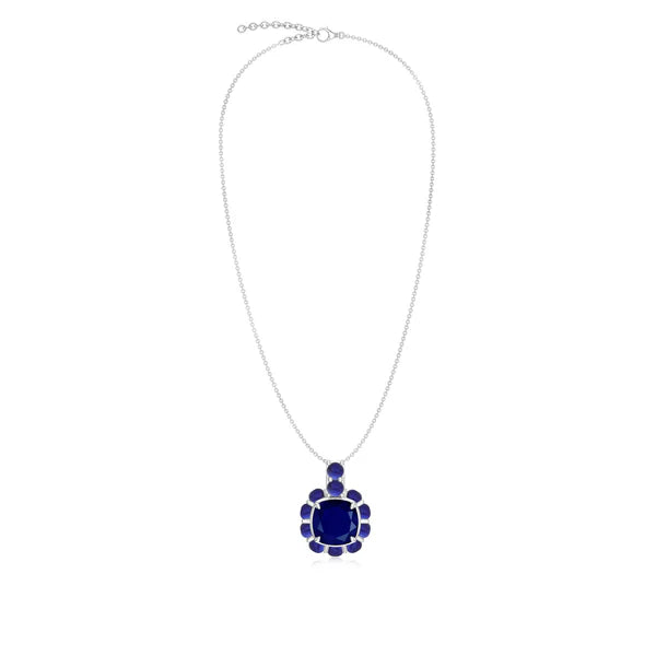 Cushion and Round-Shaped 925 Sterling Silver Pendant For Women