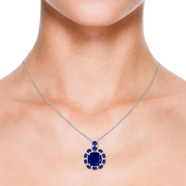 Cushion and Round-Shaped 925 Sterling Silver Pendant For Women