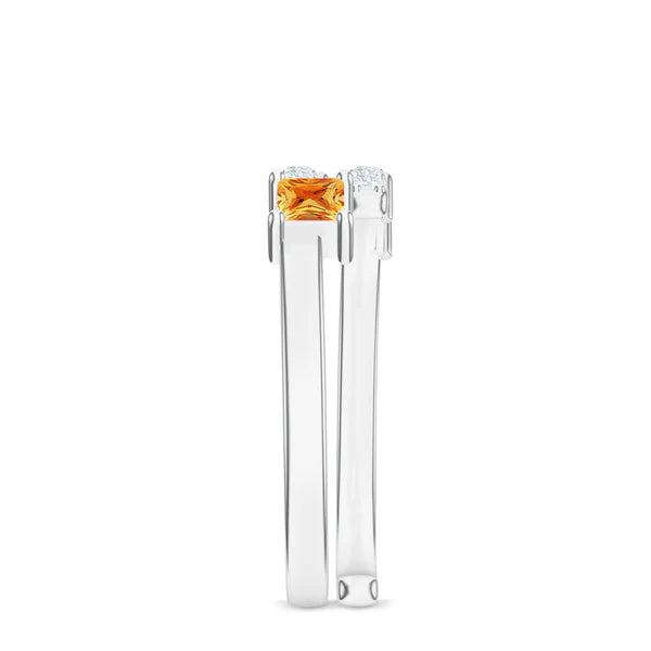 Citrine and Moissanite 925 Sterling Silver Adjustable Ring For Women