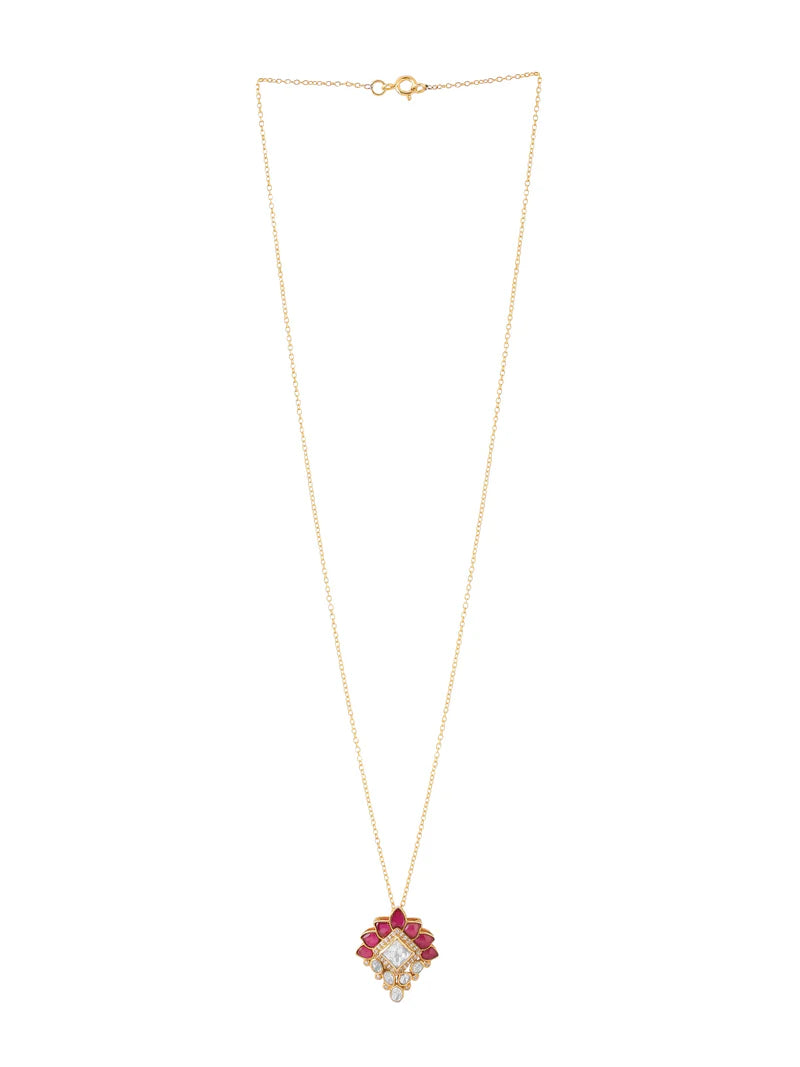 Elegant Mughal Majesty Gold Bridal 925 Sterling Silver Pendant For Women