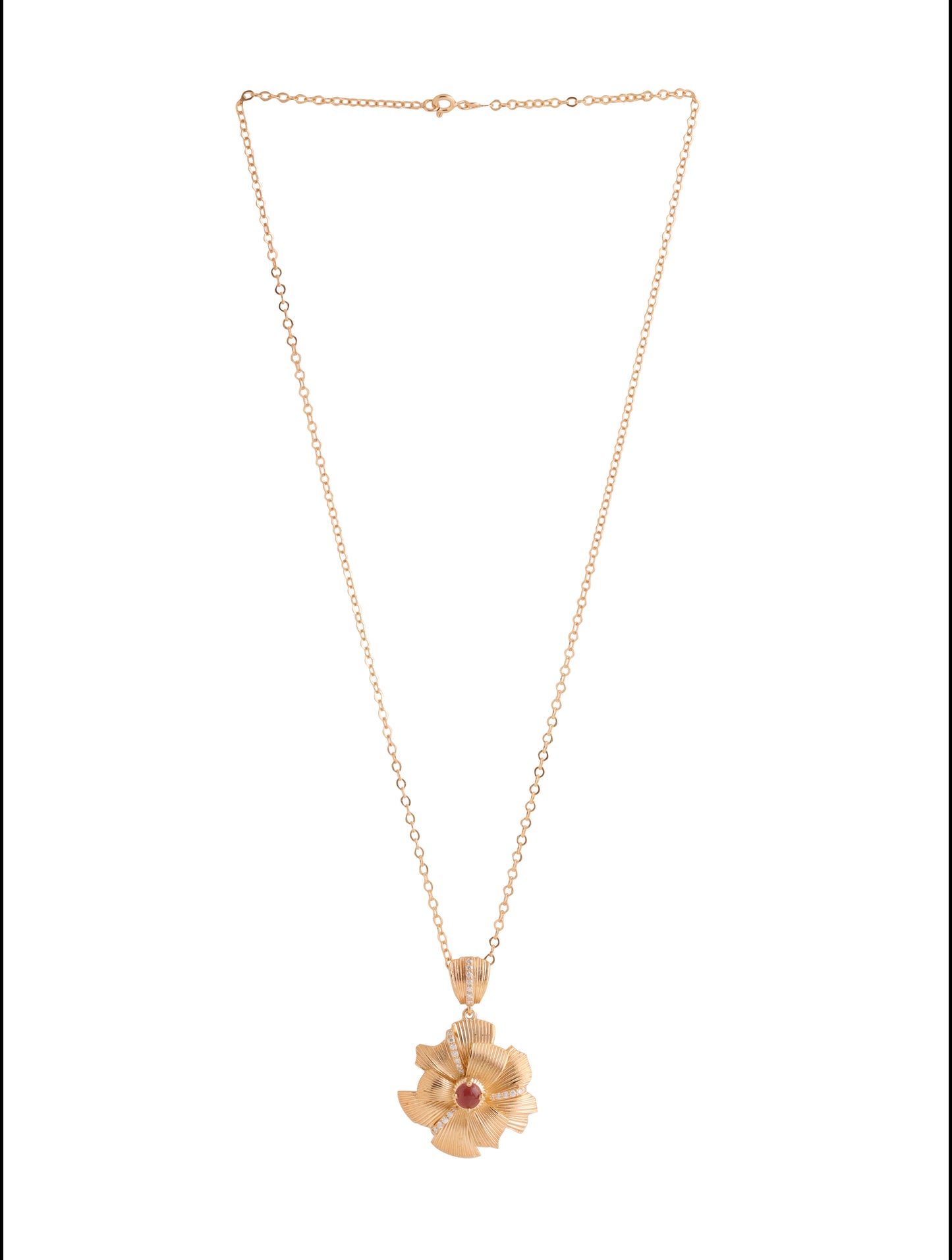 Eleganza Blossom Moissanite and Pink Tourmaline 925 Sterling Silver Pendant For Women