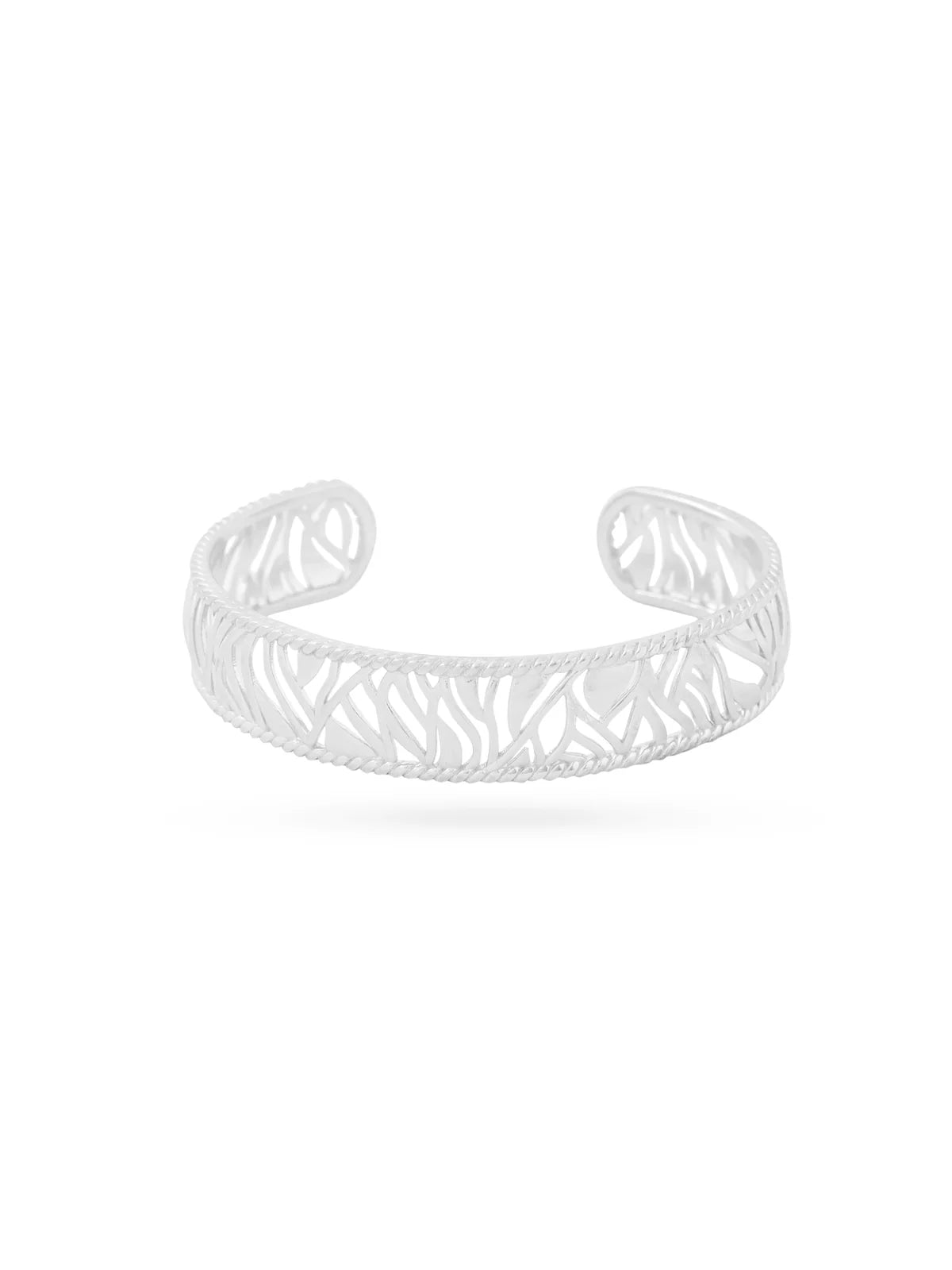 Rhodium Abstract Jali Lumina 925 Sterling Silver Cuff Bangle For Women