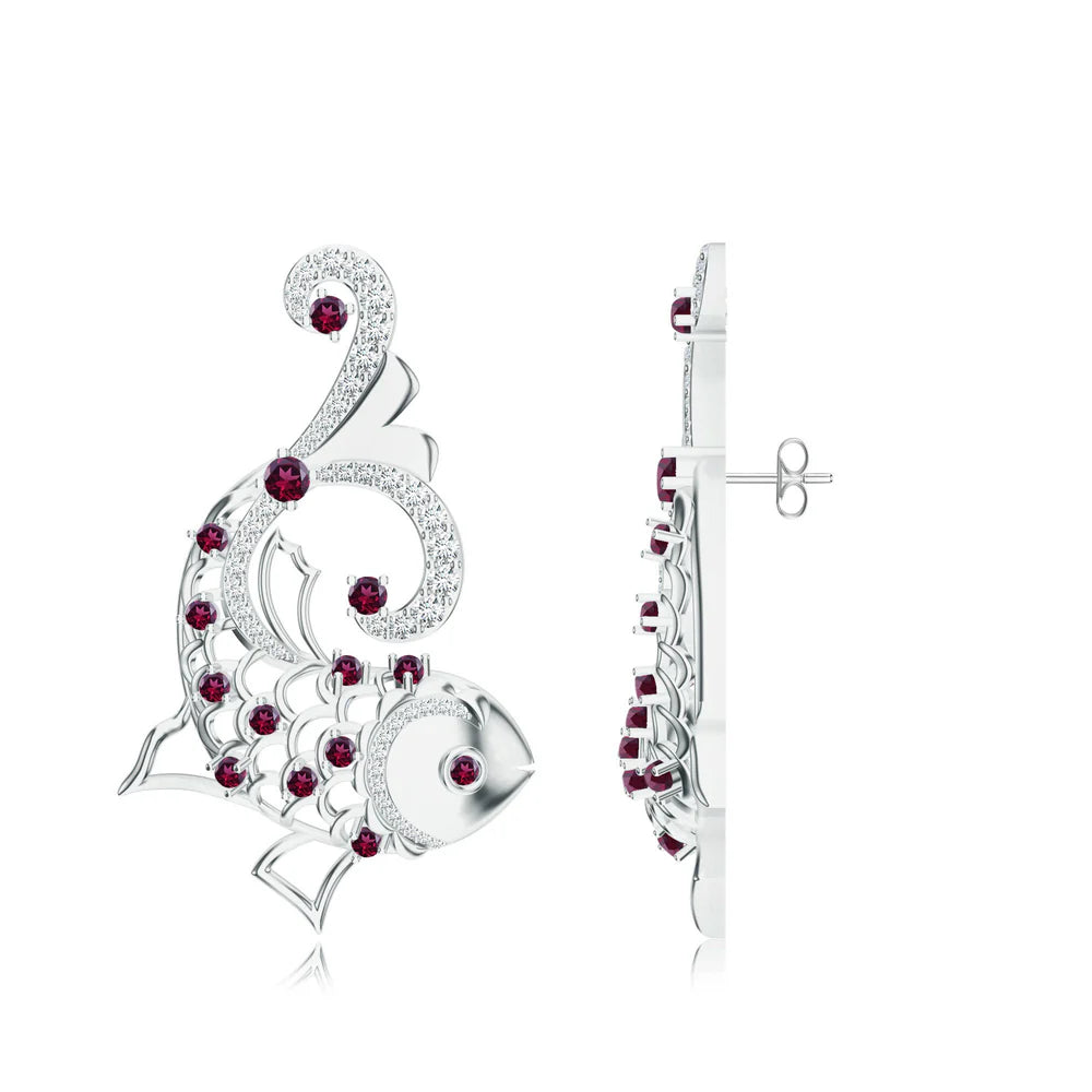 Modern Kalaras Meen-Themed Moissanite 925 Sterling Silver Earrings For Women