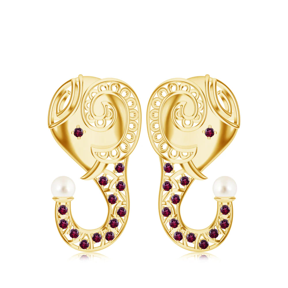 Elephant-Themed Kalaras Moissanite 925 Sterling Silver Earrings For Women