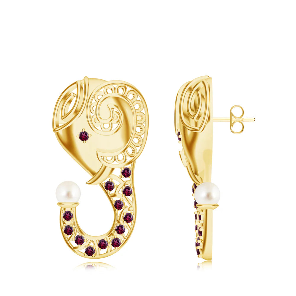 Elephant-Themed Kalaras Moissanite 925 Sterling Silver Earrings For Women