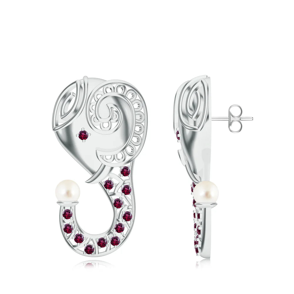 Elephant-Themed Kalaras Moissanite 925 Sterling Silver Earrings For Women