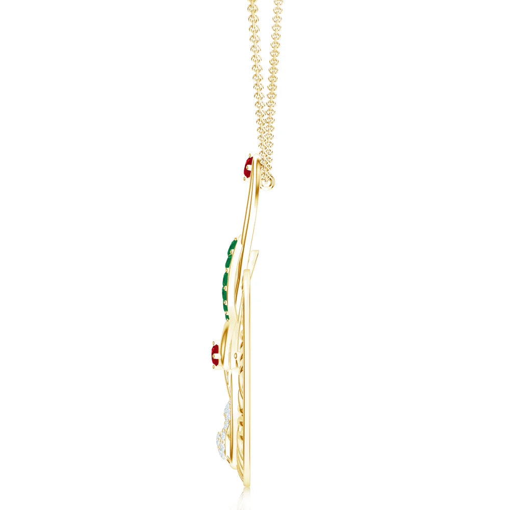 Gold-Plated Kalaras Peacock 925 Sterling Silver Pendant with Moissanite For Women