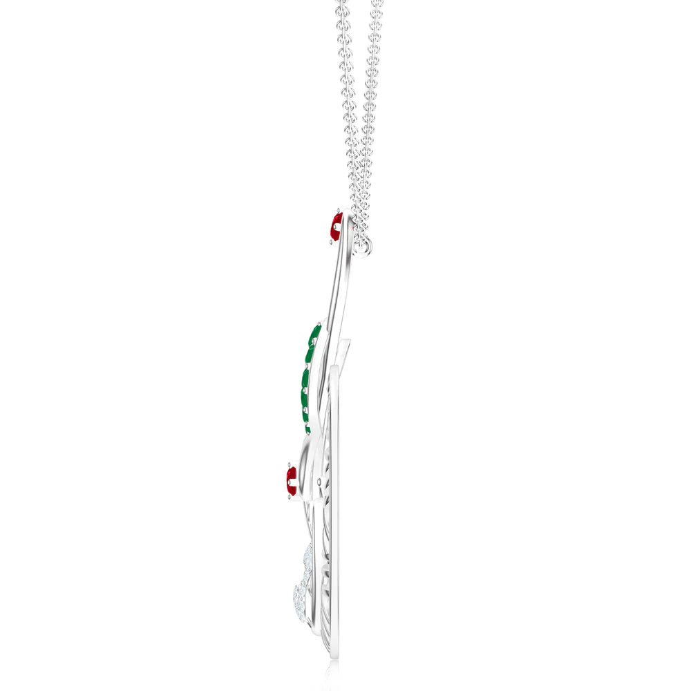 Gold-Plated Kalaras Peacock 925 Sterling Silver Pendant with Moissanite For Women