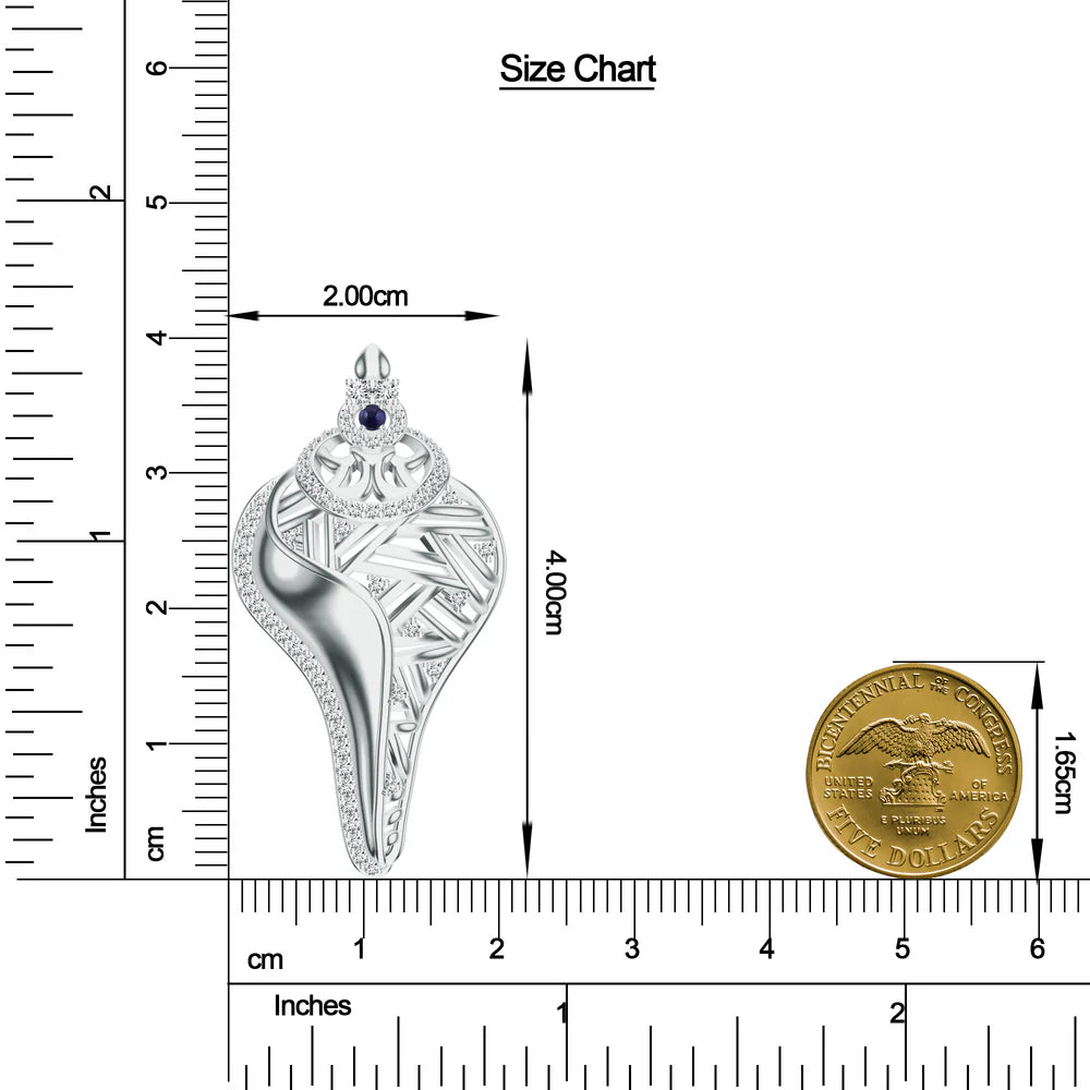 Shankh-Themed Kalaras 925 Sterling Silver Pendant in Rhodium For Women