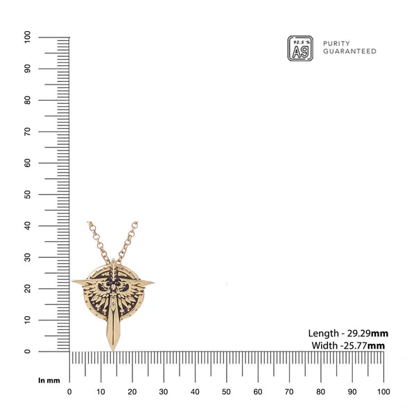 Oxidised 24K Gold & Rhodium Plating 925 Sterling Silver Pendant For Men