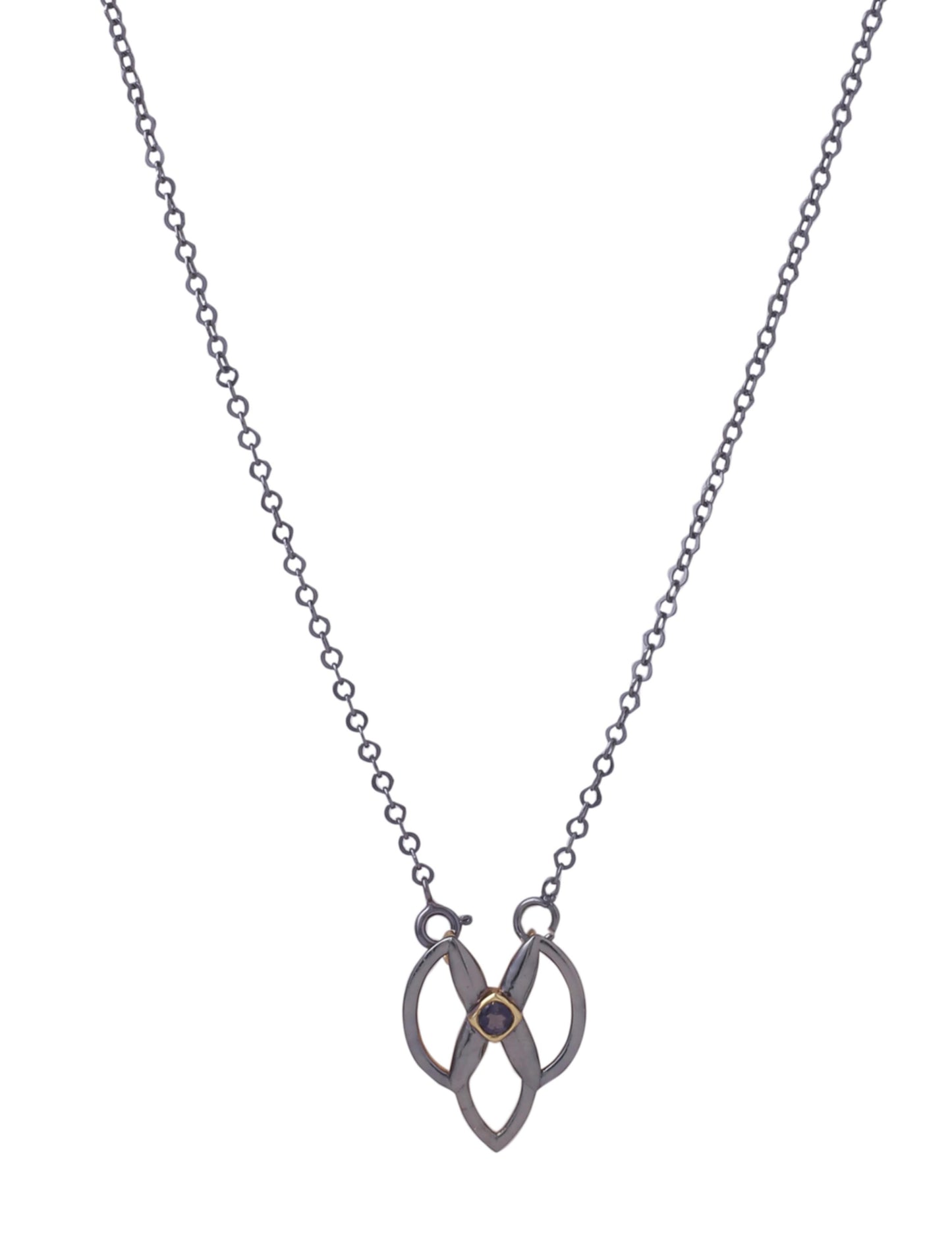 Iolite Geometric Dual Plated 925 Sterling Silver Pendant For Men