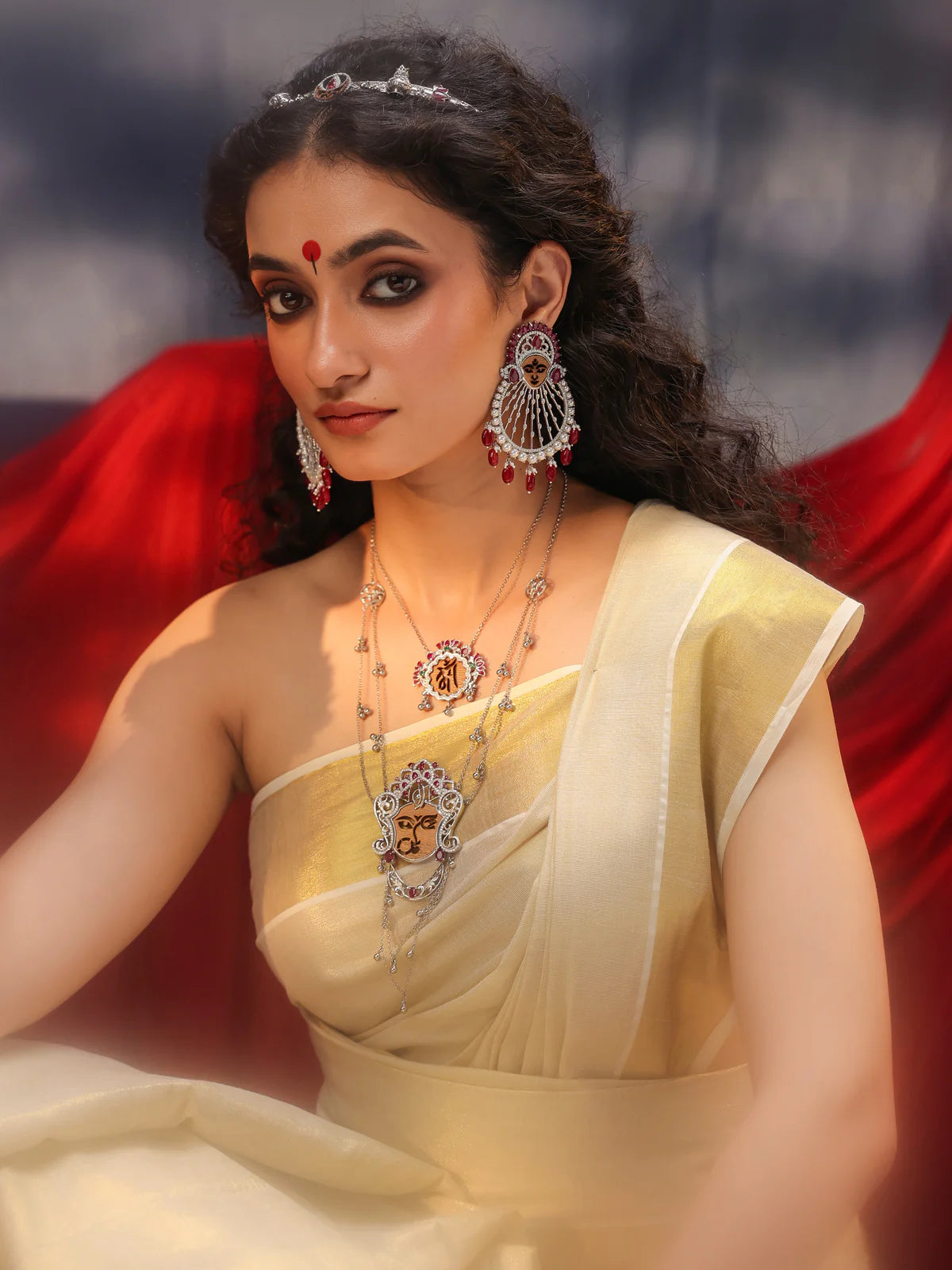 Durga Face Filigree Necklace