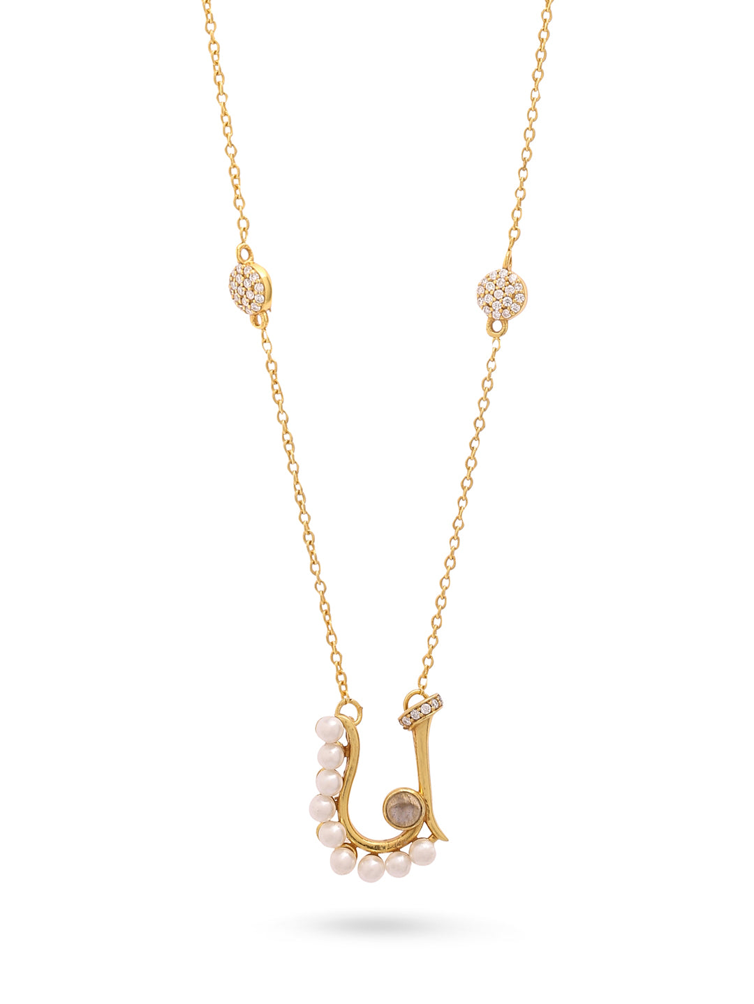 Pearl Gold-plated Charming 'U' Alphabet 925 Sterling Silver Pendant For Women