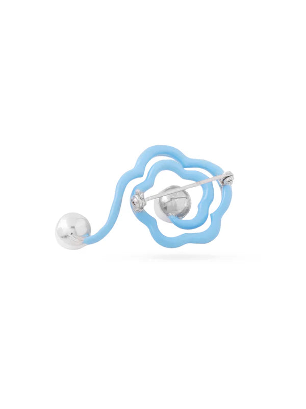 Blue Floral Pearl Drop Brooch