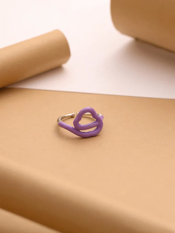 Purple Cloud Adjustable Enamel Ring
