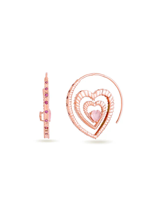 Elysian Rose Gold Love Pink Chalcedony Hoops Earrings in 925 Sterling Silver For Women