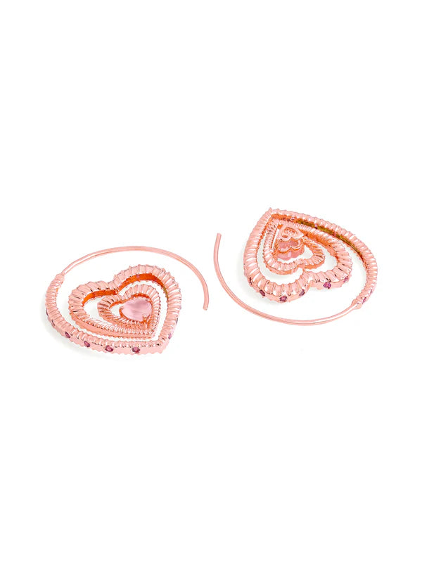 Elysian Rose Gold Love Pink Chalcedony Hoops Earrings in 925 Sterling Silver For Women