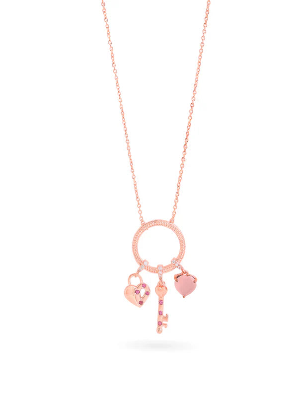 Elysian Rose Gold Pink Chalcedony 925 Sterling Silver Pendant For Women