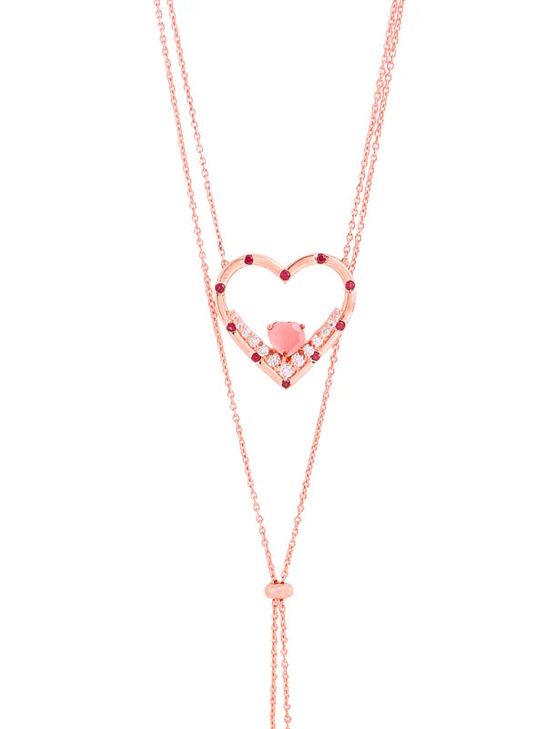 Elysian Bond Rose Gold Pink Chalcedony 925 Sterling Silver Pendant For Women