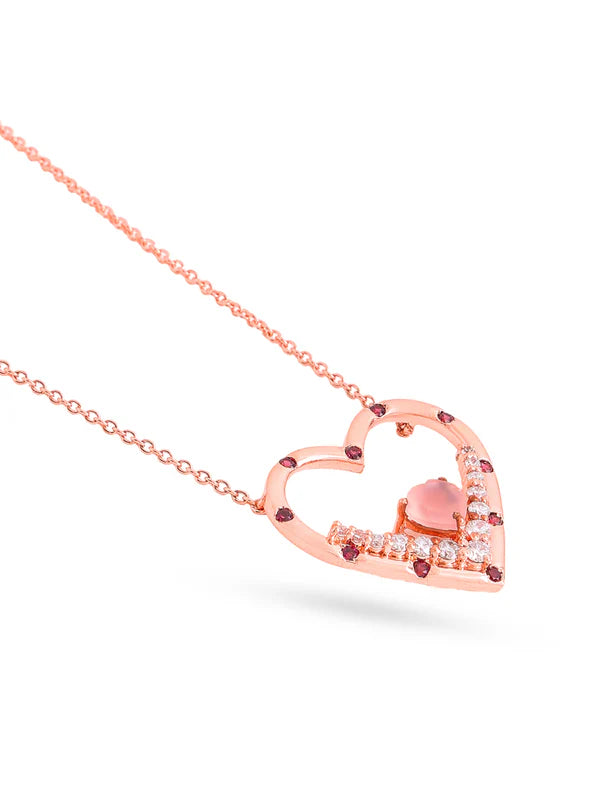 Elysian Bond Rose Gold Pink Chalcedony 925 Sterling Silver Pendant For Women