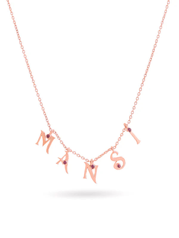 Elysian Rose Gold Customizable Love Rhodolite Garnet 925 Sterling Silver Pendant For Women