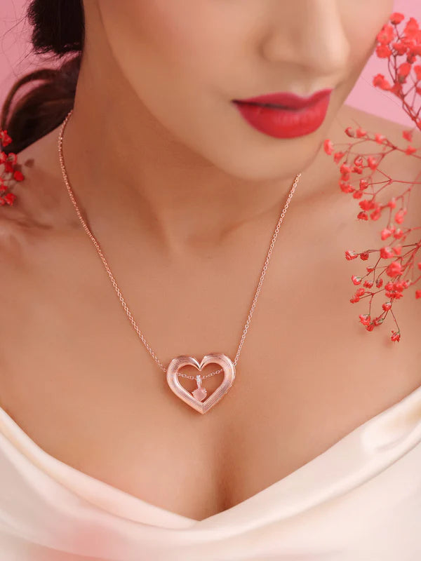 Elysian Rose Gold Love Harmony 925 Sterling Silver Pendant For Women