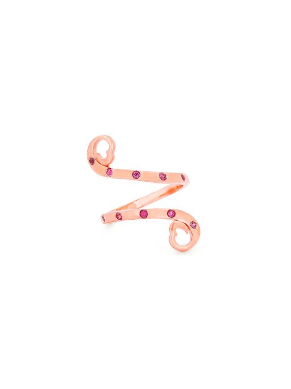 Rose Gold Love Motif Rhodolite Garnet Elysian 925 Sterling Silver Open Ring For Women