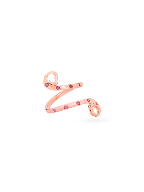 Rose Gold Love Motif Rhodolite Garnet Elysian 925 Sterling Silver Open Ring For Women