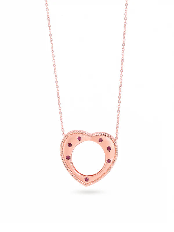 Elysian Rose Gold Round Harmony Rhodolite Garnet 925 Sterling Silver Pendant For Women