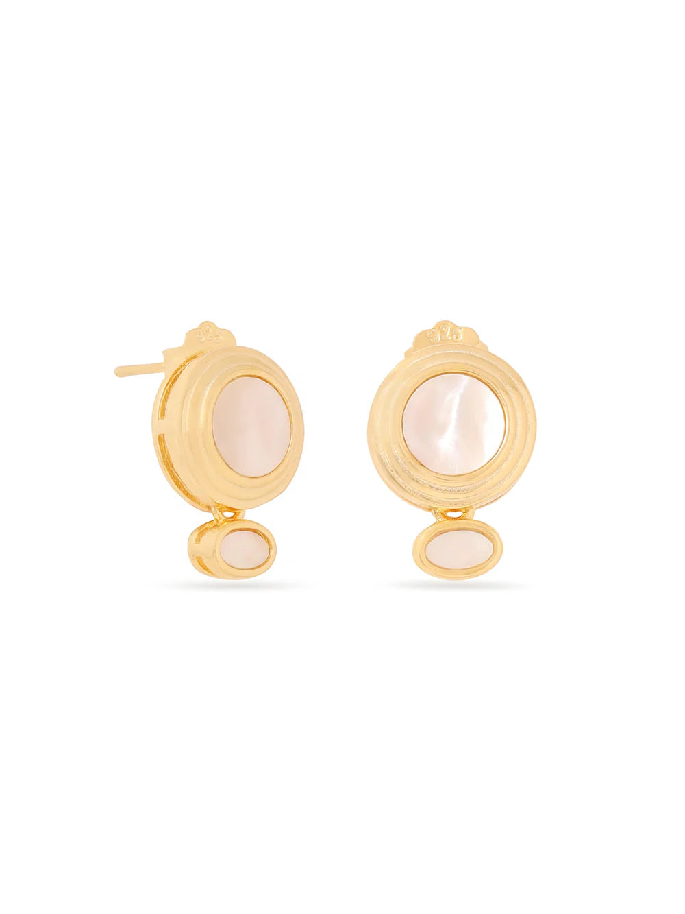 Syra 24k Gold Abstract Geometric Mother of Pearl Earrings 925 Sterling Silver Earrings For Women