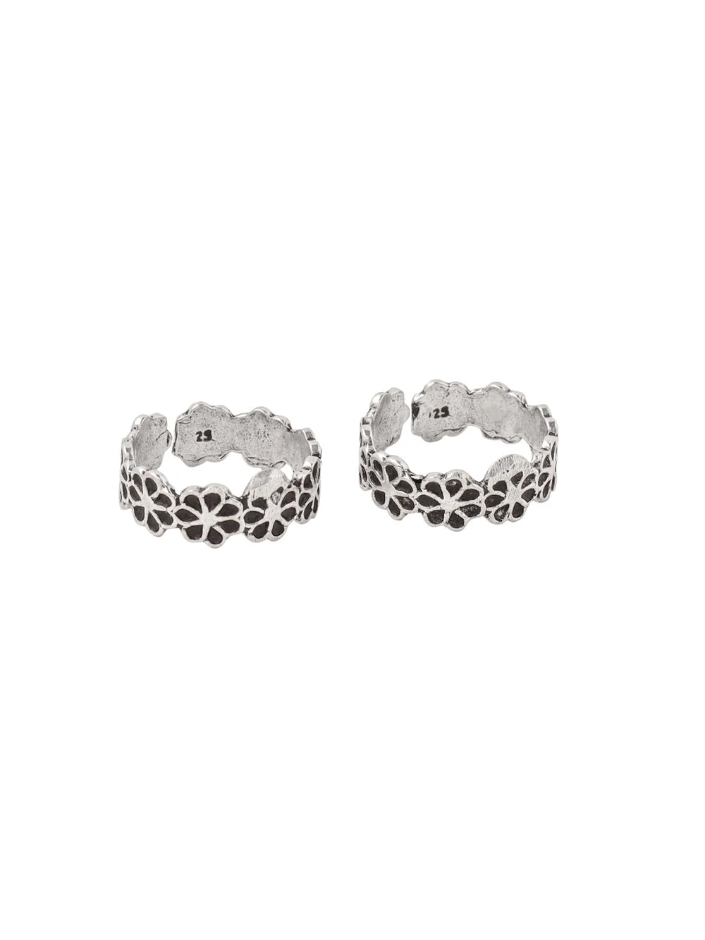 Oxidised Flower Toe Ring