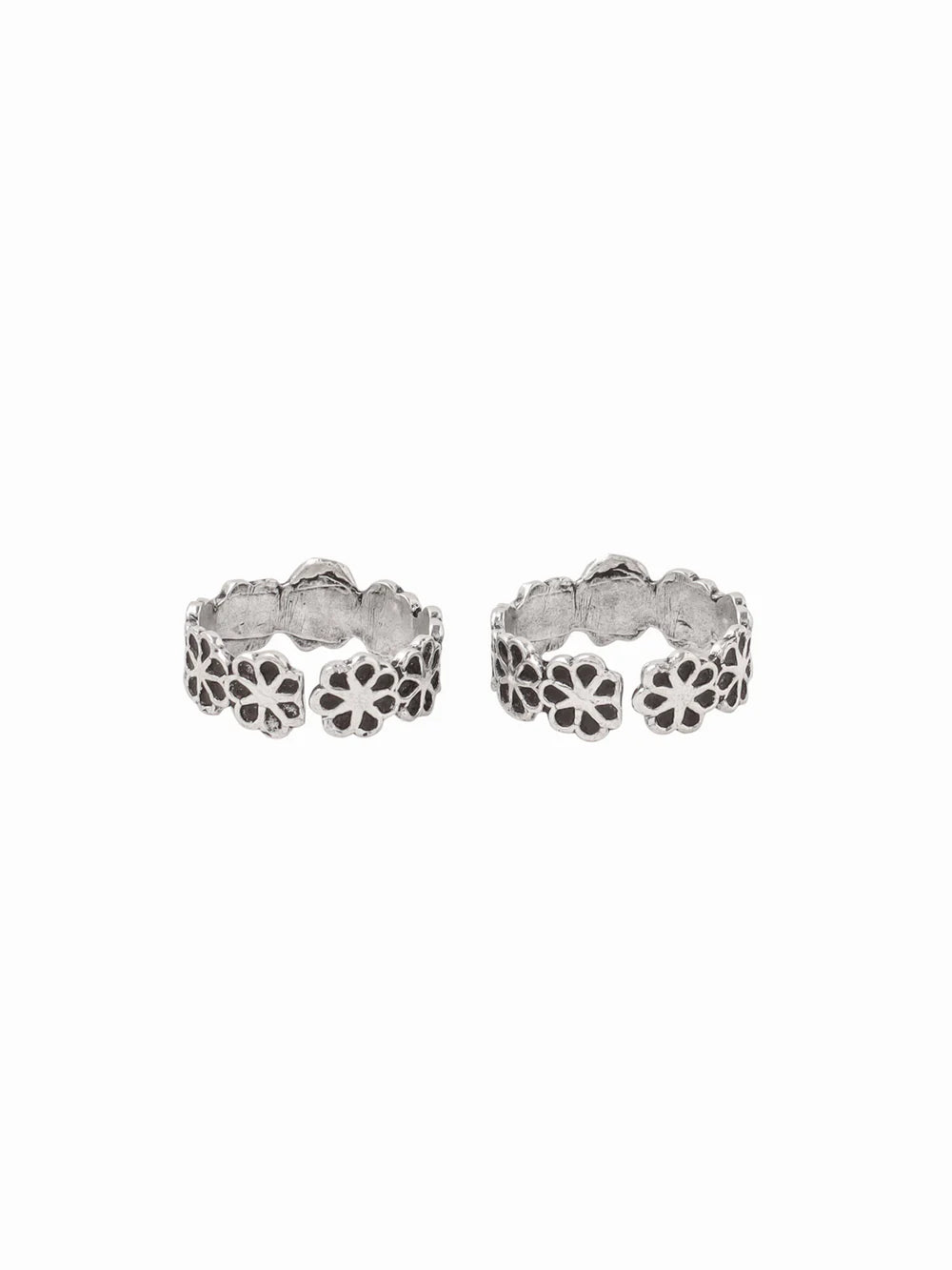 Oxidised Flower Toe Ring