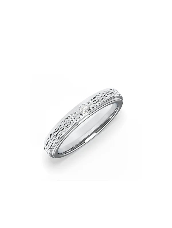Moissanite Textured Silver 925 Sterling Silver Spinner Ring For Men