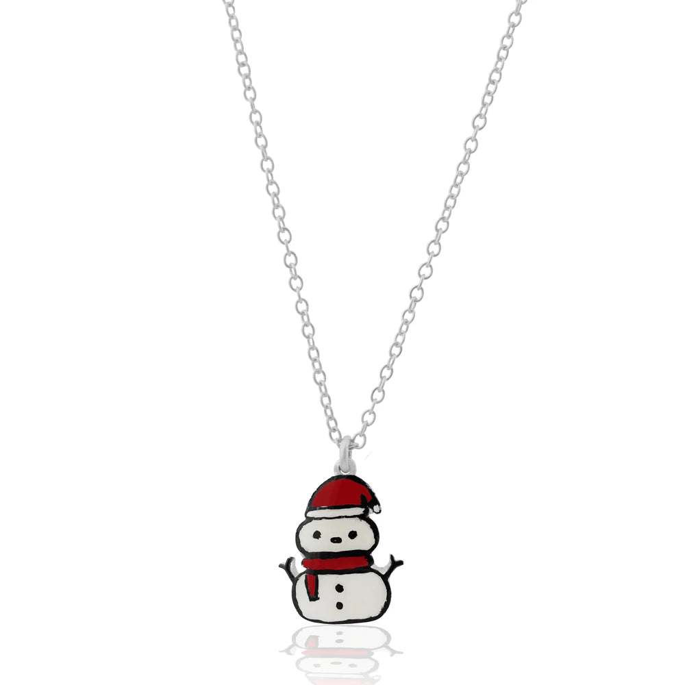 Snowman 925 Sterling Silver Pendant For Kids