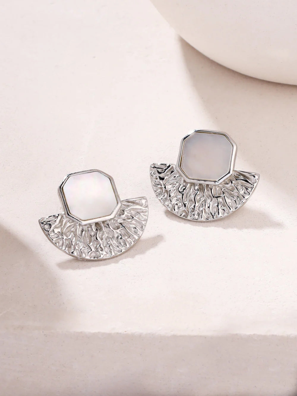 Syra Collection 24k Gold Textured Stud Earrings 925 Sterling Silver For Women