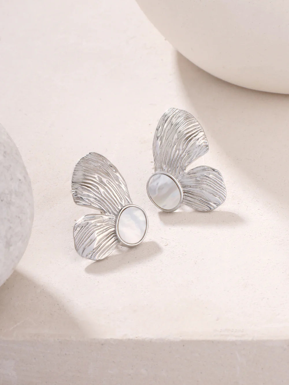Syra Rose Gold Butterfly Mother of Pearl Earrings For Women