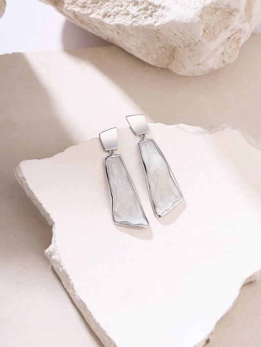SYRA ROSE GOLD ENAMEL ABSTRACT 925 STERLING SILVER EARRINGS FOR WOMEN