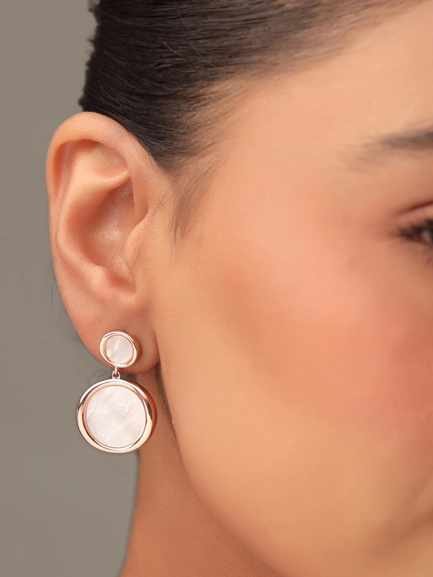 Syra Mother of Pearl Earrings in Rose Gold For Women