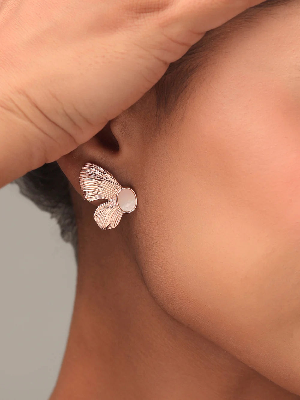 Syra Rose Gold Butterfly Mother of Pearl Earrings For Women